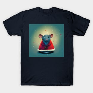 Santa Mouse in Father Christmas Outfit. Collage style T-Shirt